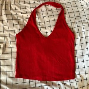 Red halter crop top